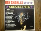 RAY CHARLES GREATEST HITS SIGNED VINYL LP AUTOGRAPH
