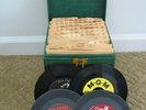 Vintage record case with SIXTY-TWO  45 rpm records