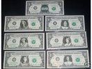 ACDC  7 real US DOLLAR BILLS rare MINT ac/dc $1 note