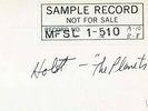 HOLST:THE PLANETS Solti MINT Test Pressing  MFSL WLP LP