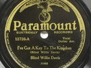PRE WAR BLUES 78   BLIND WILLIE DAVIS   PARAMOUNT RACE