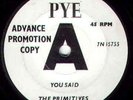 THE PRIMITIVES - YOU SAID - PYE 7N 15755 white demo EX