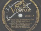 1920's-early 1930's JAZZ 78-BUNNY BERIGAN  AUTOGRAPHED