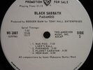black sabbath PARANOID lp WHITE LABEL PROMO