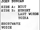John Duncan - Riot    AQM204  LP Limited Edition