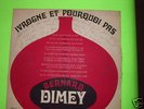 BERNARD DIMEY poême écrit de sa main sur 1968 Disque