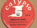McCLEAN'S CALYPSO KINGS - March Of Dimes 78 disc (A++)