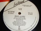 U2  BAD ( LIVE)  ISLAND RECORDS  WHITE LABEL PROMO   12