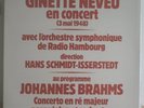 GINETTE NEVEU Brahms violin Concerto french STIL LP NM