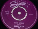 BOBBY DAVIS 1961 UK STARLINE 45 I WAS WRONG. LISTEN