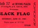 BLACK FLAG uber rare ticket 1st HENRY performance 1981