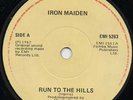 IRON MAIDEN SINGLE RUN TO THE HILLS IRISH PRESSING