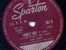 PAUL ANKA - LONELY BOY - RARE 78 RPM  -1959 CANADA ONLY