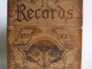 Antique Pyrography Record Box w/ Little Wonders Records