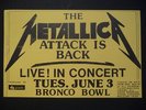 ORIGINAL 86 METALLICA BRONCO BOWL TX FLYER VTG POSTER