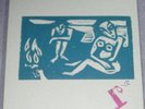 Billy Childish WOODCUT SIGNED PRINT 26/31 Couple fire
