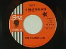 THE CHANDELIERS northern 45 SHE'S A HEARTBREAKER/GIVE ME YOUR LOVE SUE VG++