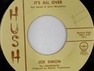 rare Soul R&B 45 JOE SIMON it's all over HUSH Hear