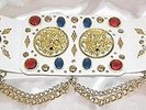 ELVIS STYLE GOLD LIONHEAD CONCERT BELT WITH RUBY AND SAPHIRES FOR ELVIS JUMPSUIT