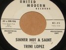 TRINI LOPEZ SINNER NOT A SAINT UNITED MODERN 1960's WLP PROMO DJ U.S.A. 45