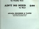 FAMILY TREE / SKYE ain't no need  DISCO 12