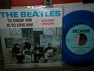 BEATLES RARE 45 + PIC SLEEVE ON DECCAGONE # 1106 BLUE VINYL PROMO