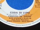 FABRIZIO DE ANDRE' disco PROMOZIONALE solo per la RAI: CODA DI LUPO vs RIMINI