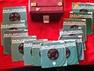 A BEATLES BOX OF ORIGINAL 13 SINGLES PARLOPHONE SLVS WITH 1960'S RED-RECORD-CASE