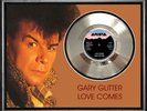 GARY GLITTER - LOVE COMES - FRAMED SILVER 45rpm  RECORD