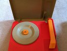 Fisher price portable turntable runs on Batts (breaks,samples,good for digging)