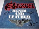 SAXON Denim & Leather - LP Biff Byford Paul Quinn Graham Oliver Autograph SIGNED
