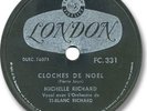 MICHELE RICHARD 78 RPM Record. Cloches de Noël/Jingle Bells by Ti-Blanc Fiddler