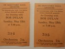 BOB DYLAN A PAIR OF ORIGINAL UK CONCERT TICKET STUBBS DE MONTFORT HALL LEICESTER