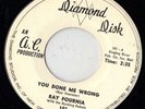 DIAMOND DISK rocker 45  RAY FOURNIA You Done Me Wrong + Settle Down