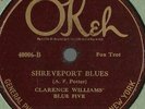 Shreveport Blues, Clarence William's Blue Five Okeh 40006 78 rpm Sidney Bechet
