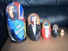 THE BEATLES WOODEN RUSSIAN DOLL SET APPROX 7 INCHES HIGH EACH BAND MEMBER FAB 