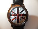 THE BEATLES OFFICIAL APPLE UNION JACK WATCH & WOODEN GUITAR CASE & BOX