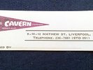 BEATLES RELATED ORIGINAL  CAVERN CLUB BUSINESS CARD