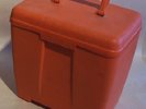 Orange Vinyl 45RPM Record Case & 44 Records: Pat Boone, Troggs, Beatles, Monkees