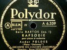 ANDOR FOLDES    Bartok Concerto / Rhapsody    FRENCH POLYDOR 1949