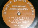 Lucien Fugere - Orange Zonophone X1216 - 78rpm record - CHOICE CONDITION