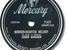 Rare 1959 SARAH VAUGHN 78 RPM Record. Broken-Hearted Melody. Mercury 71477
