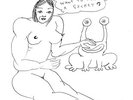 Daniel Johnston Ink Drawing Naked Lady Frog Secret Nude