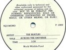 BEATLES - ACROSS THE UNIVERSE World Wildlife Fund ver. NM TEST PRESSING 7