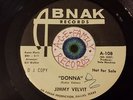 Rare TEEN R&R PROMO 45   JIMMY VELVIT   Her Love / Donna   Abnak 108 rockabilly