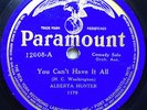 1922 Paramount Blues 78 Record , Alberta Hunter with Sam Wooding/Eubie BlakeOrch