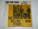ROLLING STONES - NOT FADE AWAY - 45 DANISH PS RARE YELLOW BOX COVER NM LISTEN