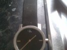 Mens CALVIN KLEIN CK wristwatch - black leather strap - VGC - new battery fitted