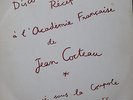 JEAN COCTEAU discours Academie Francaise 1954 / LA VOIX DE SON MAITRE