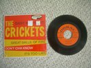 Vintage Coral EP 45 Record The Crickets EC 81192 Great Balls Of Fire +